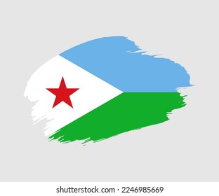 Abstract creative painted grunge brush flag of Djibouti country with background