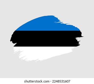 Abstract creative painted grunge brush flag of Estonia country with background