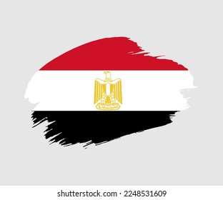 Resumen creativo pintado de la bandera de un cepillo de borgojo pintado con antecedentes en el país de Egipto