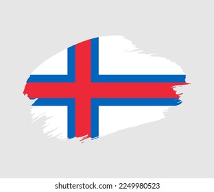 Abstract creative painted grunge brush flag of Faroe Islands country with background