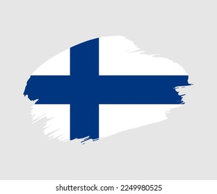 Abstract creative painted grunge brush flag of Finland country with background