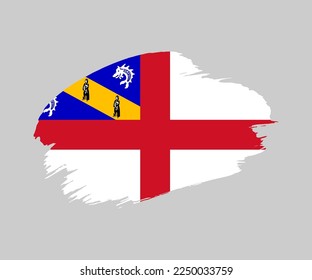 Abstract creative painted grunge brush flag of Herm country with background