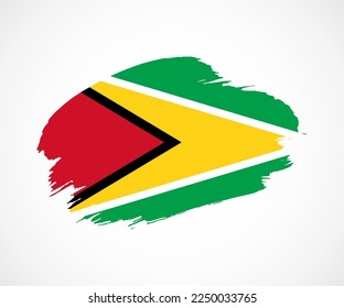 Abstract creative painted grunge brush flag of Guyana country with background