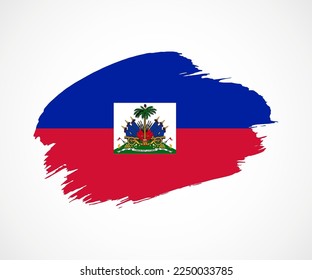 Abstract creative painted grunge brush flag of Haiti country with background