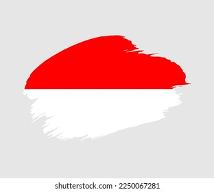 Abstract creative painted grunge brush flag of Indonesia country with background
