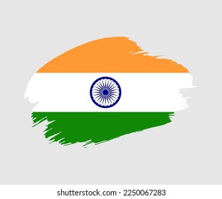 Abstract creative painted grunge brush flag of India country with background