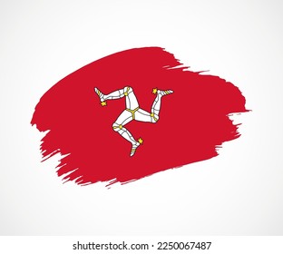 Resumen de la creativa bandera de brocha pintada con fondo en el país de la Isla de Man