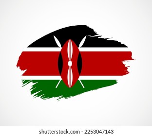 Abstract creative painted grunge brush flag of Kenya country with background
