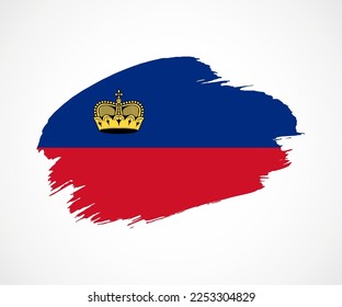 Abstrakte, gemalte Grunge-Pinselflagge des liechtensteinischen Landes mit Hintergrund