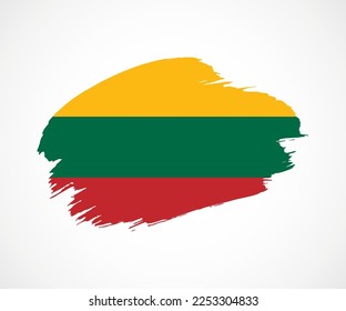 Abstract creative painted grunge brush flag of Lithuania country with background