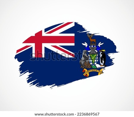 Abstract creative painted grunge brush flag of South Georgia and the South Sandwich Islands country with background