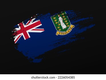 Abstract creative patriotic hand painted stain brush flag of British Virgin Islands on black background
