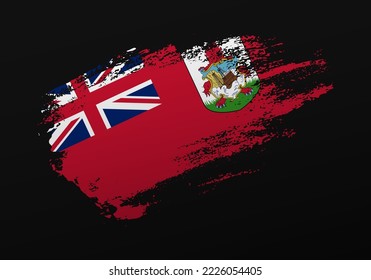 Abstract creative patriotic hand painted stain brush flag of Bermuda on black background