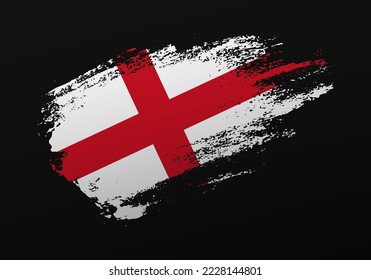 Abstract creative patriotic hand painted stain brush flag of England on black background