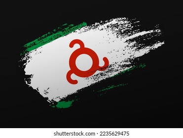 Abstract creative patriotic hand painted stain brush flag of Ingushetia on black background