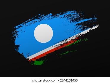 Resumen creativo patriótico con la mano pintada de la bandera de la República de Sakha con fondo negro