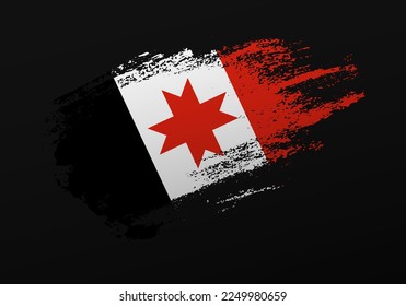 Resumen creativo patriótico con la mano pintada de la bandera de Udmurtia en fondo negro