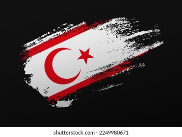 Abstract creative patriotic hand painted stain brush flag of Turkish Republic of Northern Cyprus on black background