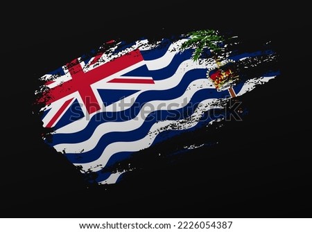 Abstract creative patriotic hand painted stain brush flag of British Indian Ocean Territory on black background
