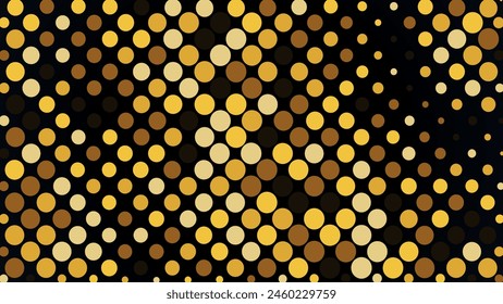 Abstract creative pattern golden pop art comic style halftone isolated on black background Vector. Abstract halftone background. Golden dot spray gradation for your design.