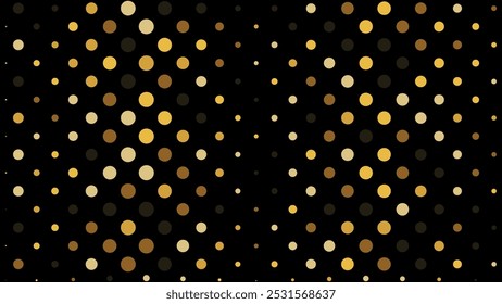 Abstract creative pattern pop art comic style golden halftone isolated on black background. Golden dotted halftone. Abstract halftone background. Gold dot spray gradation for your design.