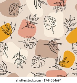 Abstract creative pattern with tropical plants. Modern exotic design for paper, cover, fabric, interior decor and other users.