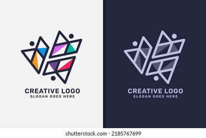 Abstract Creative People Logo Design with Fun Colorful Concept. Usable for Business Brand, Group, Community, Foundation and Company.