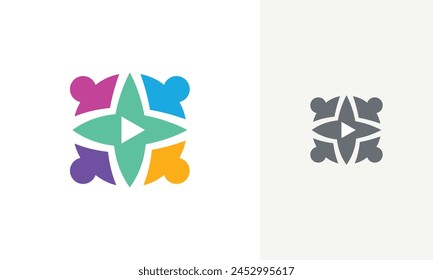 Personas creativas Abstractas Jugar Ilustración vectorial de logotipo de flores.
