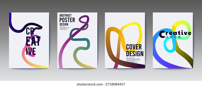 Abstract Creative Poster Designs with Colorful Curved Lines