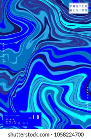 Abstract creative poster with fluid for a creative event. Standard A3 vertical format futuristic cover with colored liquid elements on the background. Flat vector illustration EPS 10.