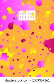 Abstract creative poster with fluid for a creative event. Standard A3 vertical format futuristic cover with colored liquid elements on the background. Flat vector illustration EPS 10.
