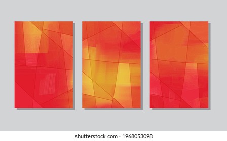 Abstract creative poster set. Hand Drawn acrylic texture. Vector illustration