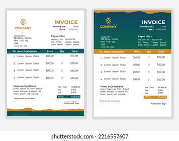 Abstract Creative professional and Editable modern minimal business invoice template,
quotation, list, price list  bill, voucher, receipt, design