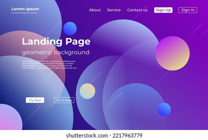 abstract creative purple colorful geometric landing page background. trendy gradient shapes composition. Eps10 vector.