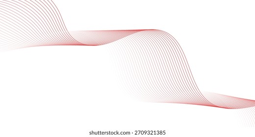 Diseño de línea de onda fluida rojo blanco creativo abstracto.