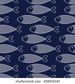 Abstract creative sea fish pattern. .Graphic illustration of menu design, packaging bags, recipes, textiles.