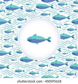Abstract creative sea fish pattern. Pattern sea fish background. Graphic illustration of menu design, packaging bags, recipes, textiles.