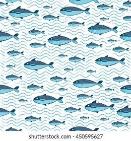 Abstract creative sea fish pattern. Pattern sea fish background. Graphic illustration of menu design, packaging bags, recipes, textiles.