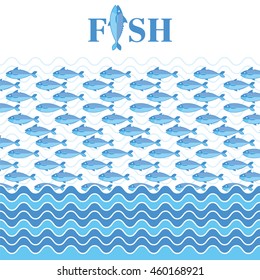 Abstract creative sea fish pattern. Pattern sea fish background. Graphic illustration of menu design, packaging bags, recipes, textiles.
