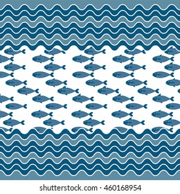 Abstract creative sea fish pattern. Pattern sea fish background. Graphic illustration of menu design, packaging bags, recipes, textiles.