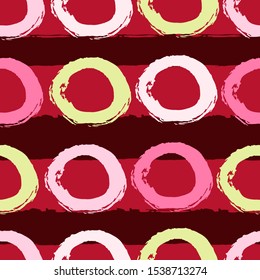 Abstract creative seamless pattern with blots, dots, brush strokes and artistic background. Modern abstract design for paper, covers, fabrics, decoration. Texture multicolored circles
