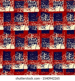 Abstract creative seamless pattern with blots, dots, brush strokes and artistic background. Modern abstract design for paper, covers, fabrics, decoration. Texture multicolored squares