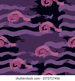 Abstract creative seamless pattern with blots, dots, brush strokes and artistic background. Modern abstract design for paper, covers, fabrics, home decoration. Texture multicolored waves