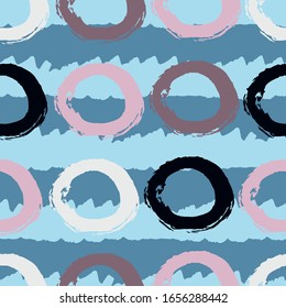 Abstract creative seamless pattern with blots, dots, brush strokes and artistic background. Modern abstract design for paper, covers, fabrics. Texture multicolored circles