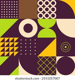 Abstractas patrón creativo sin fisuras. Coloridas Formas geométricas de fondo sin fisuras. Diferentes formas geométricas de color. Estilo plano. Fondo inconsútil del Vector del color.