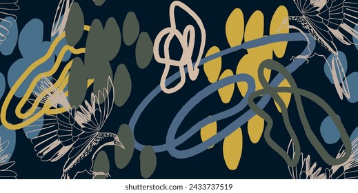 Abstract creative seamless pattern with floral plants and artistic background. Modern design for paper, cover, fabric, interior decor and other users.
