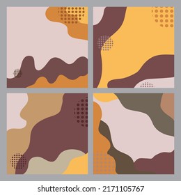 Resumen conjunto creativo sobre fondo de color marrón. Concepto vectorial para la publicidad en los medios sociales. Plantilla simple y elegante para medios sociales.
