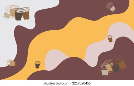 Abstract creative set on coffee color background. Vector concept for coffee shop and home, cafe. Simple and stylish template for social media.