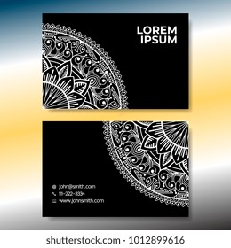 Abstract creative simple business card template with ornamental pattern