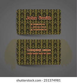 Abstract creative simple business card template with ornamental pattern. Editable vector illustration. Ready to print.